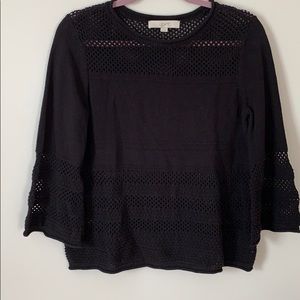 LOFT black bell sleeved sweater